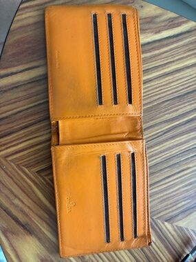 Omega Men’s Orange leather wallet